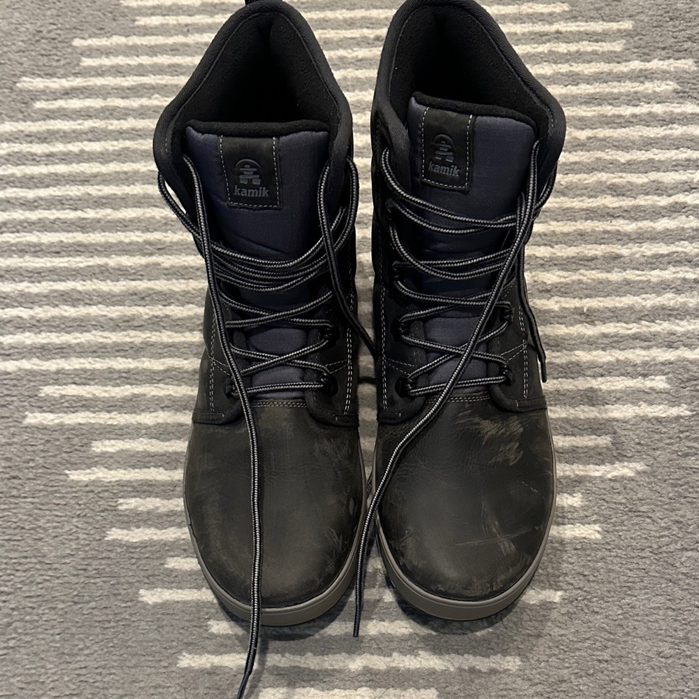 Kamik Men's Black Lace-Up Waterproof Boots Size 11.5